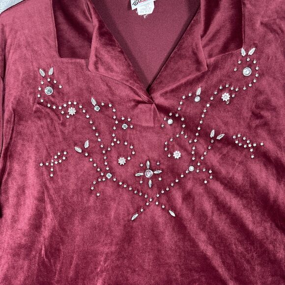 Vintage Sweet Blondie Women’s Size 2X Blouse 70s Inspired Retro Velvet Holiday - Picture 5 of 14